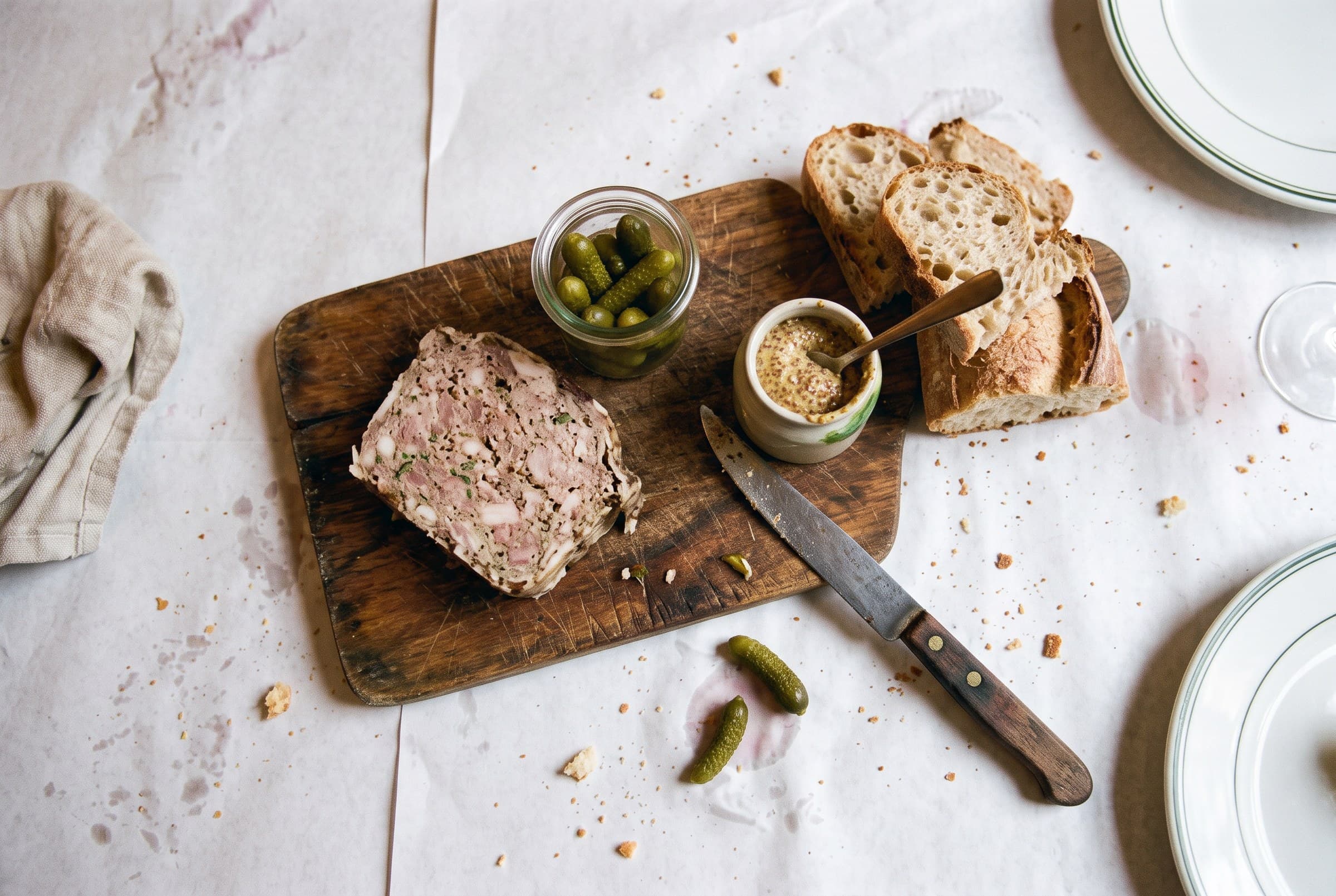 Terrine de campagne maison et cornichons