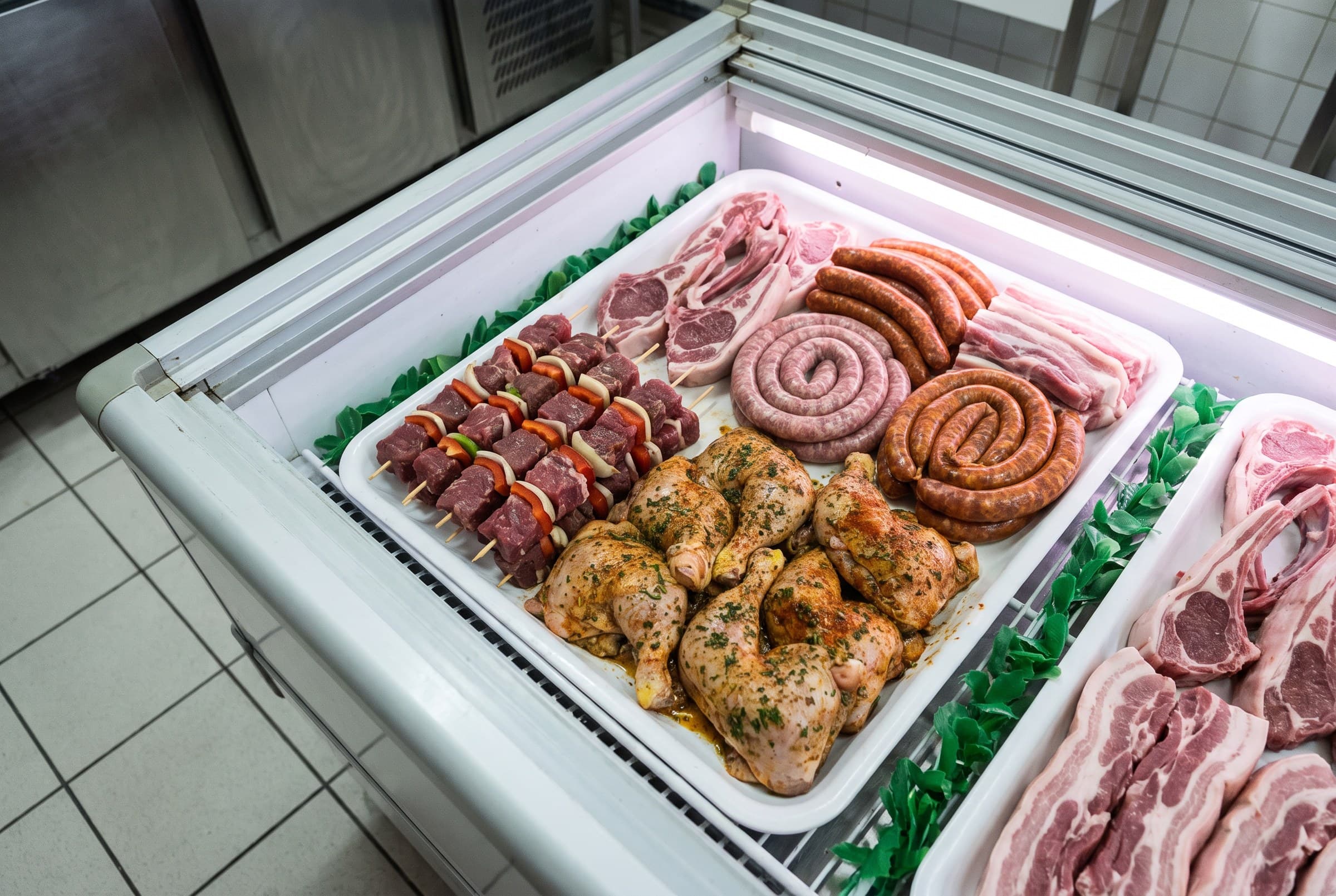 Le plateau barbecue : brochettes, saucisses, chipolatas et volaille marinée