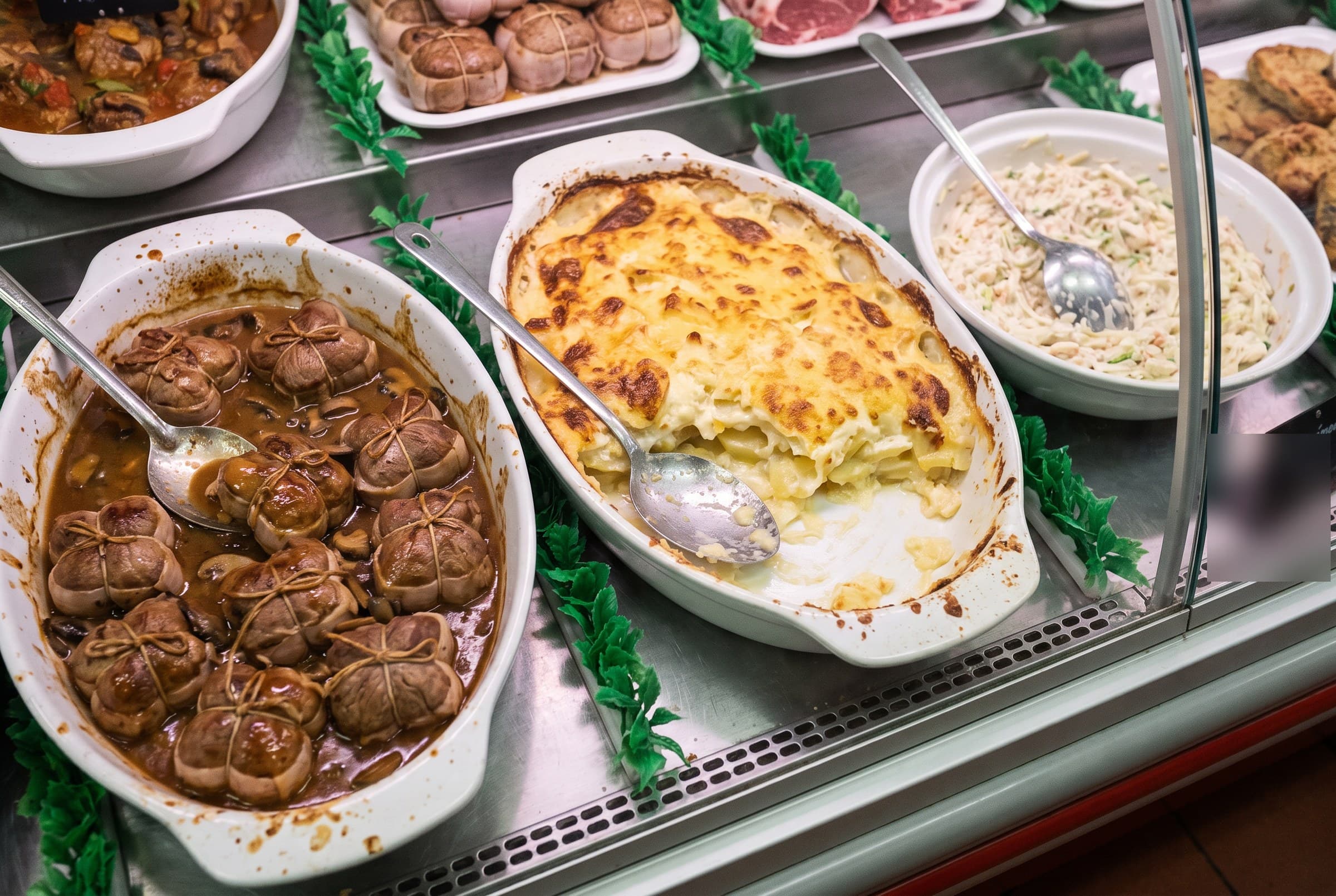 En vitrine : paupiettes en sauce, gratin dauphinois et céleri rémoulade