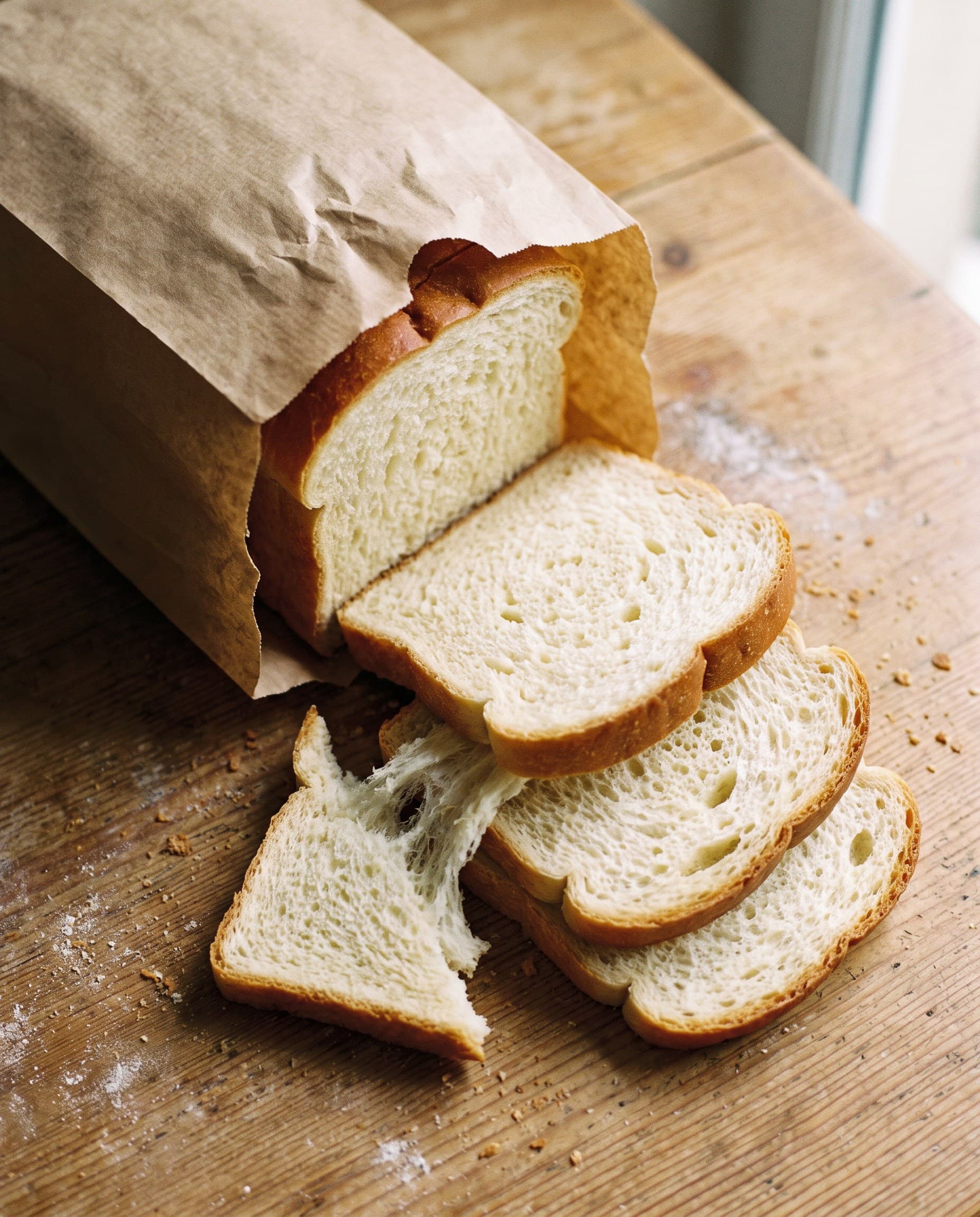 Pain de mie tranché, mie blanche et filante