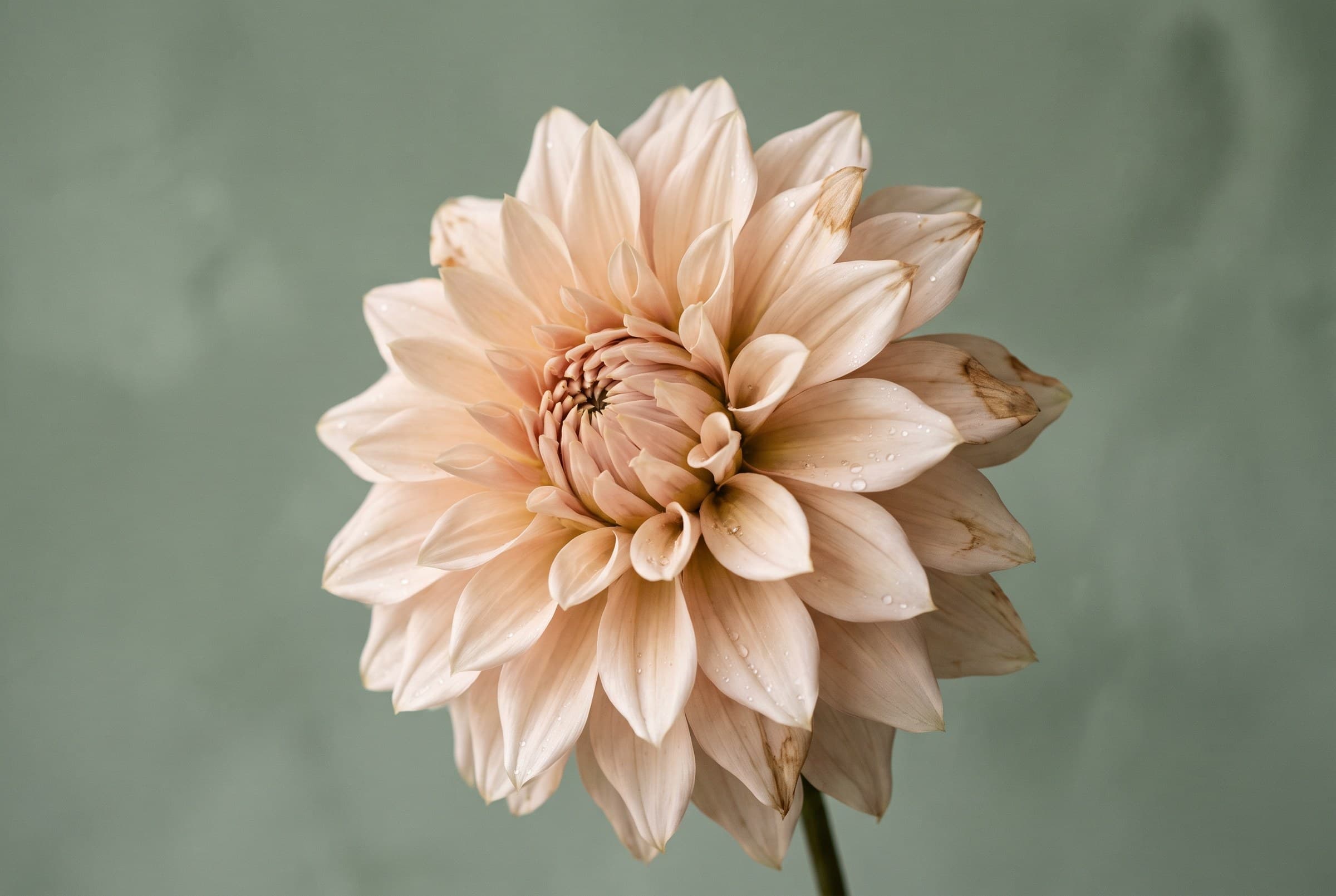 Un dahlia café au lait en gros plan