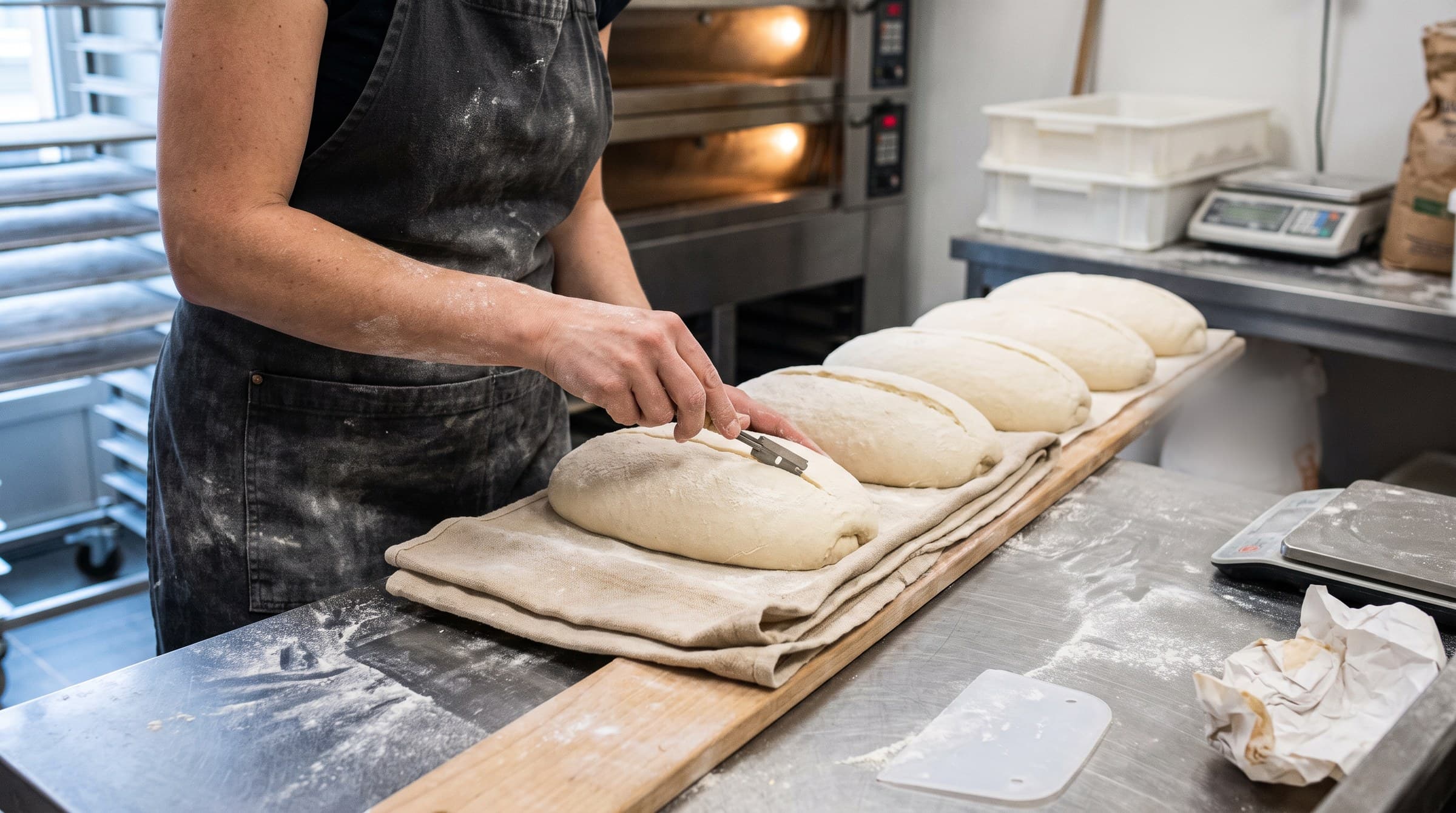 Des mains grignent les pâtons crus avant l'enfournement